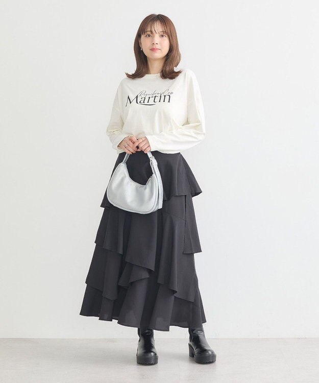 earth music&ecology ランダムティアードスカート Black