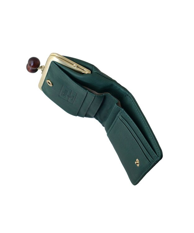 FOLNA RD ドット型押し ウッドボールがま口財布 グリーン