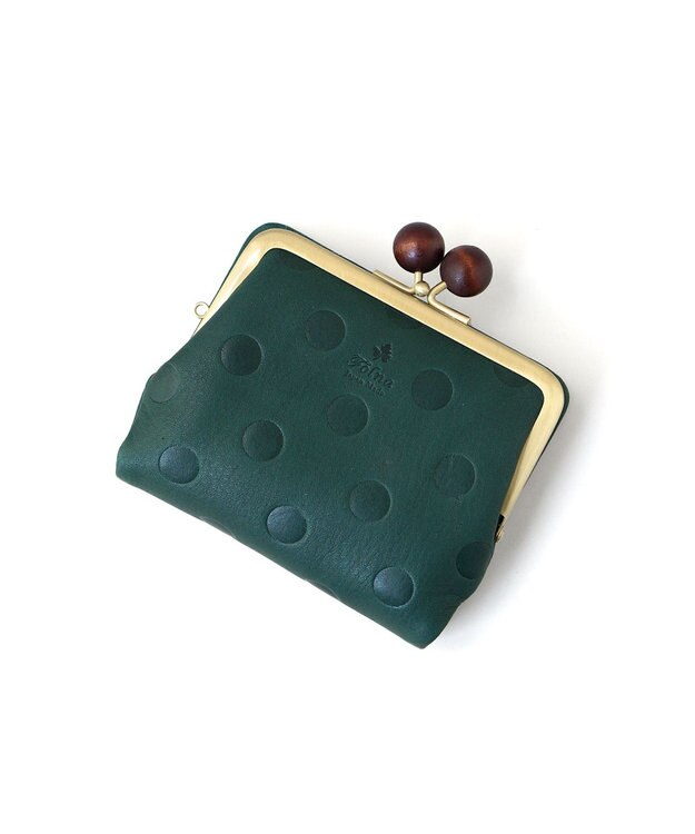 FOLNA RD ドット型押し ウッドボールがま口財布 グリーン