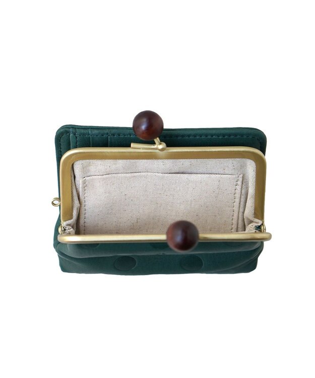 FOLNA RD ドット型押し ウッドボールがま口財布 グリーン