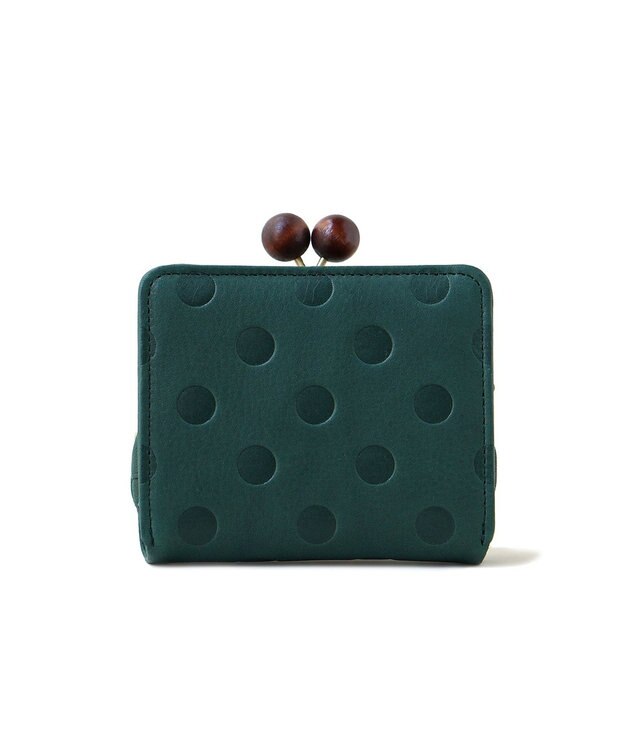 FOLNA RD ドット型押し ウッドボールがま口財布 グリーン
