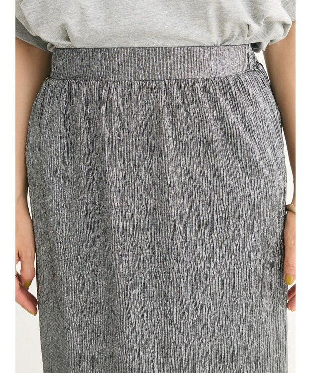 Green Parks シャイニープリーツナロースカート Dark Silver