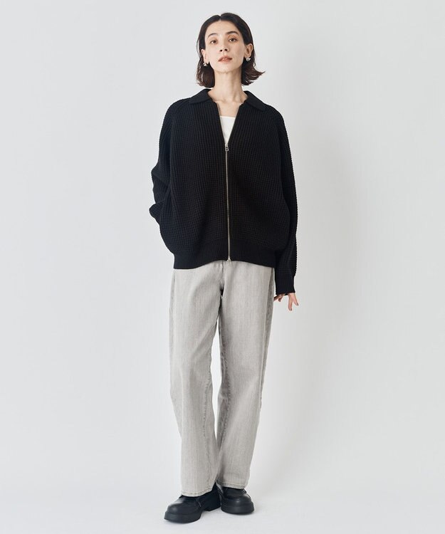 UNFILO 【UNFILO DENIM】撥水ストレッチ ワイドストレートデニム アイスグレー