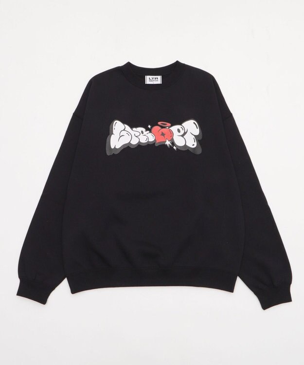 WEGO 【ユニセックス着用ITEM/MLサイズ展開】ハートモチーフプルオーバー ブラック