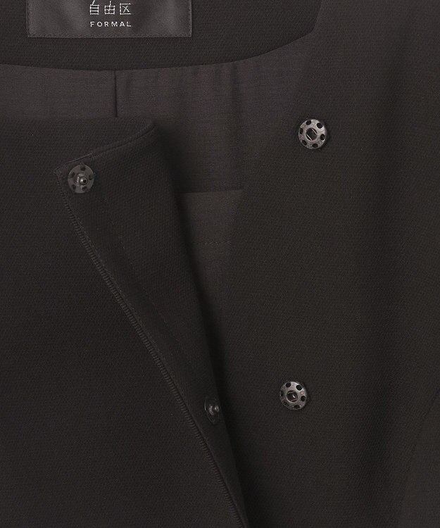 自由区 FORMAL 【前開きワンピース】ドビーボーダーリボン ジャケット+ワンピース ブラック系
