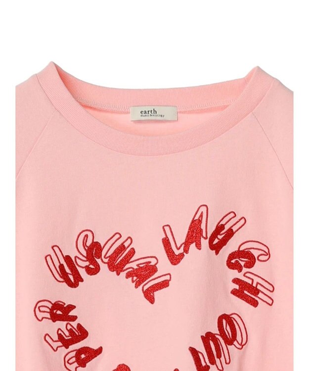 earth music&ecology ラメ刺繍ハートロゴＴ Pink
