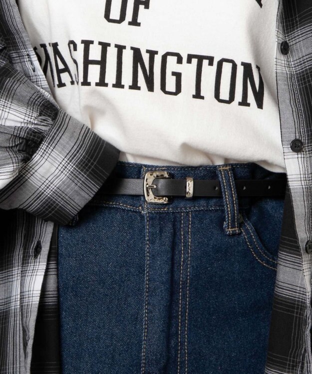 WEGO Lデザインバックル細ベルト ブラック