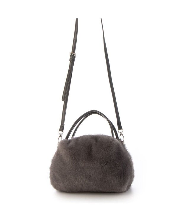 UNBILLION カシュカシュ cachecache / ミンク風エコファー2wayボックストート GY