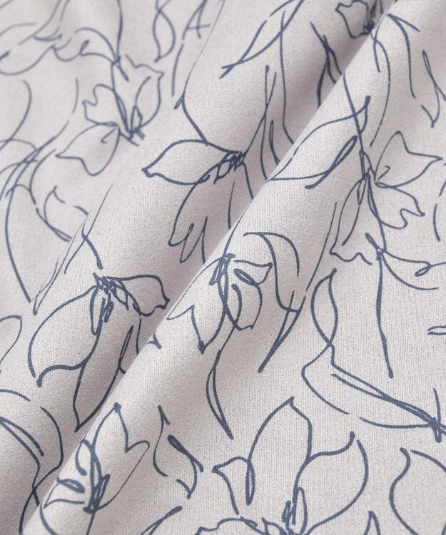 YECCA VECCA ラインフラワー柄フェイクスエードスカート Charcoal Gray