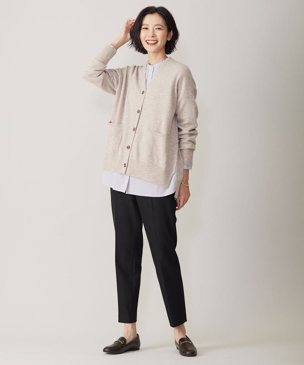 J.PRESS LADIES 【洗える】CASHMERE BLEND Vネック カーディガン ベージュ系