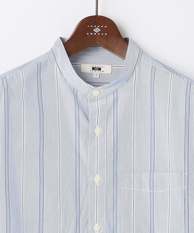 JOSEPH ABBOUD 【シルクブレンド】シルクコットンストライプバンドカラー シャツ ブルー系2