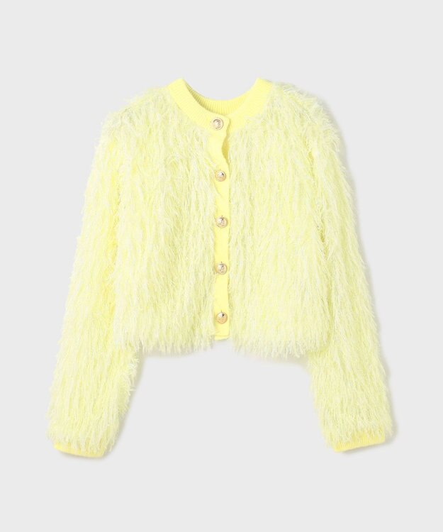 GRACE CONTINENTAL フリンジニットカーディガン イエロー