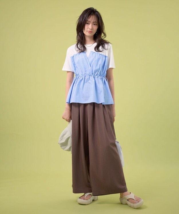 Green Parks ビスチェドッキングカットプルオーバー Stripe Blue