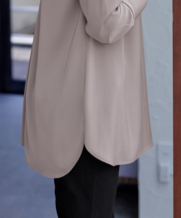 Tiaclasse L 【洗える】ラウンドスリットチュニック グレージュ