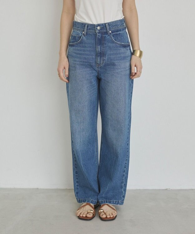 WEGO 【ANGIE VINTAGE/SMLサイズ展開】ワイドストレートデニムパンツ ブルー