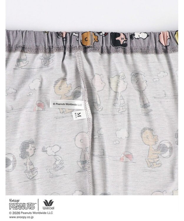 WACOAL PEANUTS パジャマ 5分袖 半袖 8分丈 綿100%(本体) スヌーピー レディース FDT167 /ワコール グレー