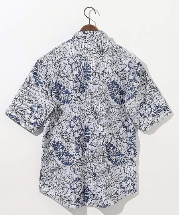 JOSEPH ABBOUD 【サスティナブルな麻混】コットンリヨセルリネンリーフプリント 半袖シャツ ネイビー系6