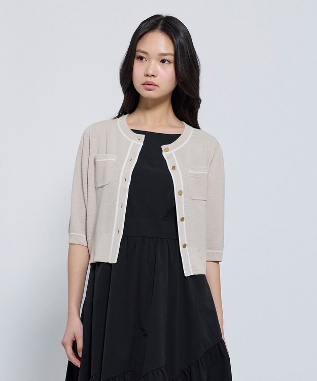 TOCCA HONEYCOMB MESH KNIT カーディガン ベージュ系