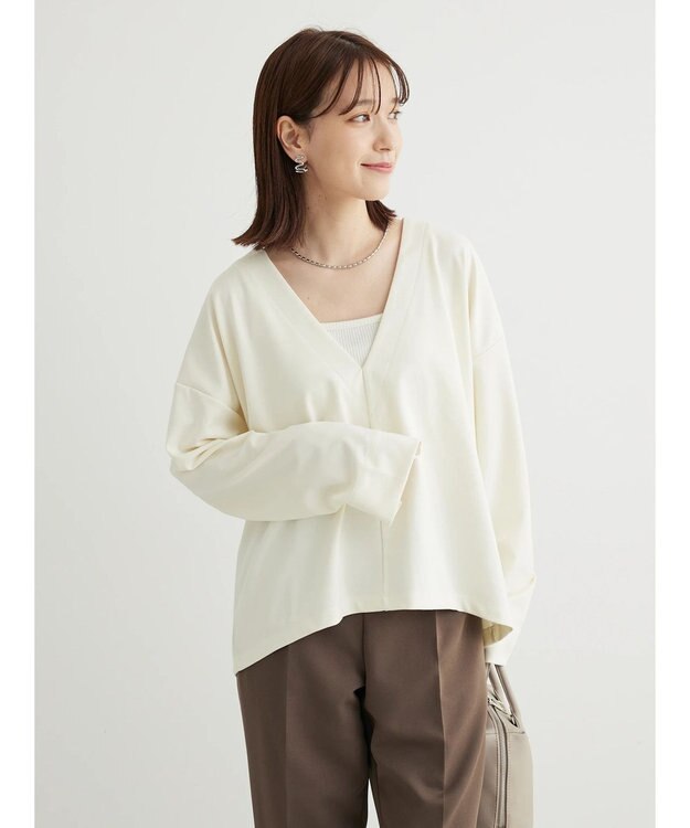 Green Parks Ｂ．ＳＥＴ２点深Ｖプルオーバー＋スクエアタンク Ecru