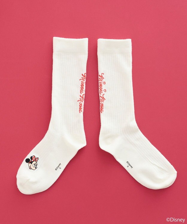 earth music&ecology 【予約】Disney/アソート刺繍入り靴下 レッド