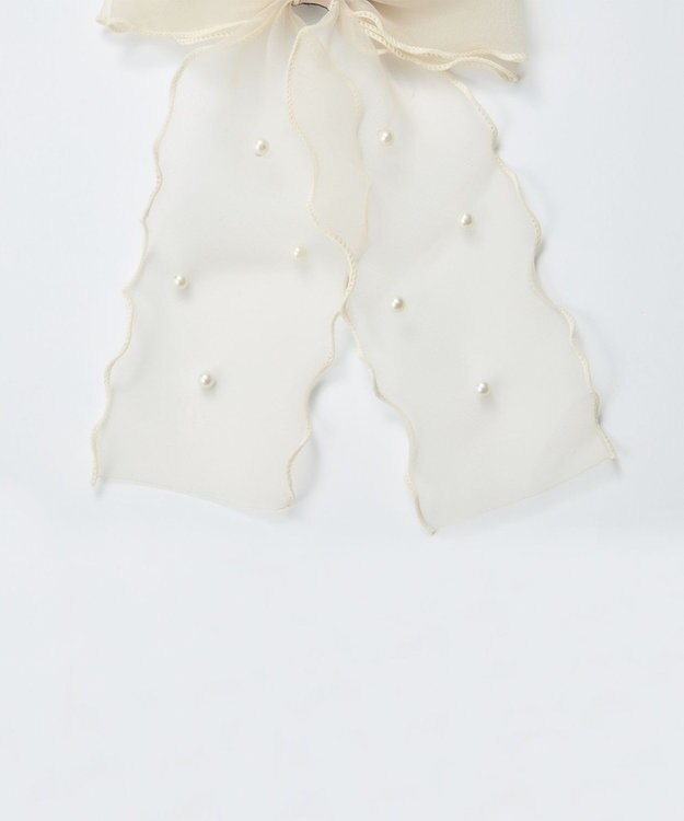 Phoebe フレアリボンドットパールヘアゴム　ベージュ ベージュ