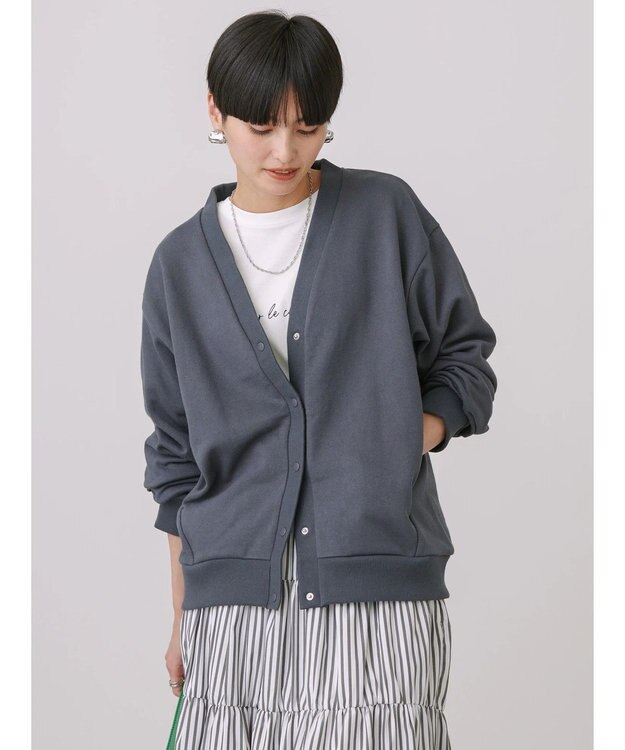AMERICAN HOLIC 裏毛Ｖネックカーディガン Charcoal Gray