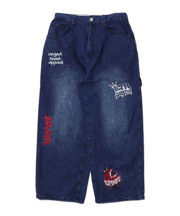 WEGO グラフィックデニムパンツ デニム中濃加工色