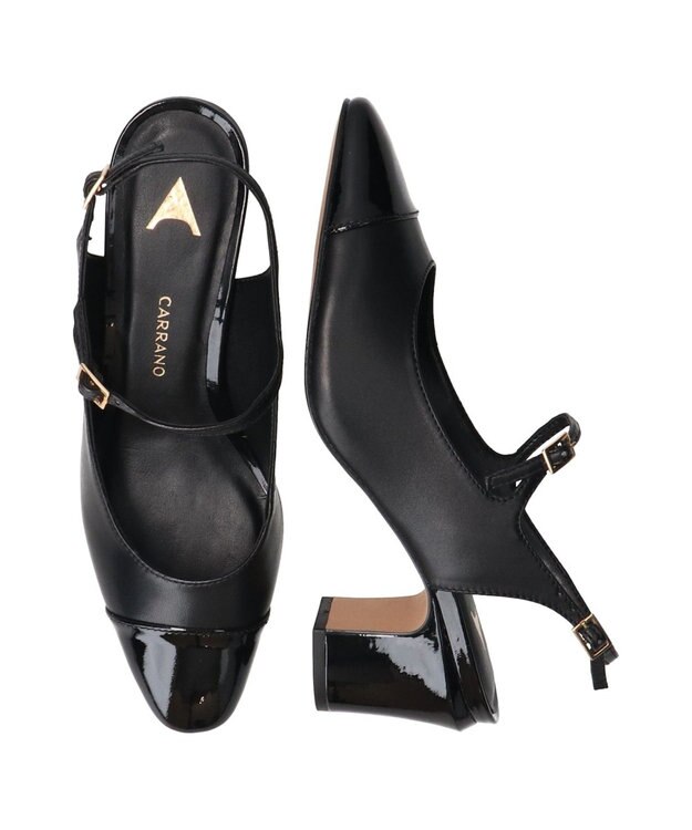INTER-CHAUSSURES 【CARRANO】ワンストラップバックバンドパンプス ブラック