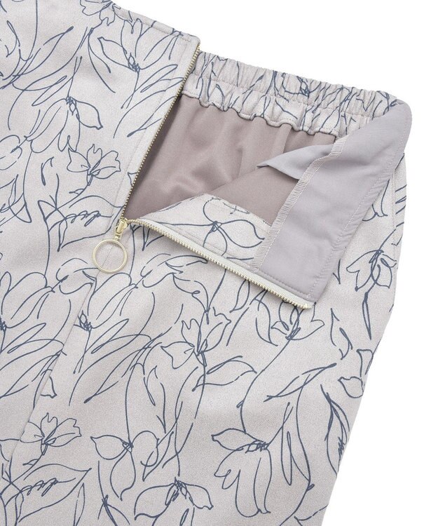 YECCA VECCA ラインフラワー柄フェイクスエードスカート Charcoal Gray