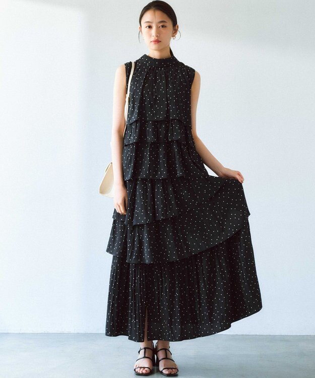 組曲 S 【入江未悠さんコラボ】ギャザーライトデシンティアード ブラウス モノトーンドット系5