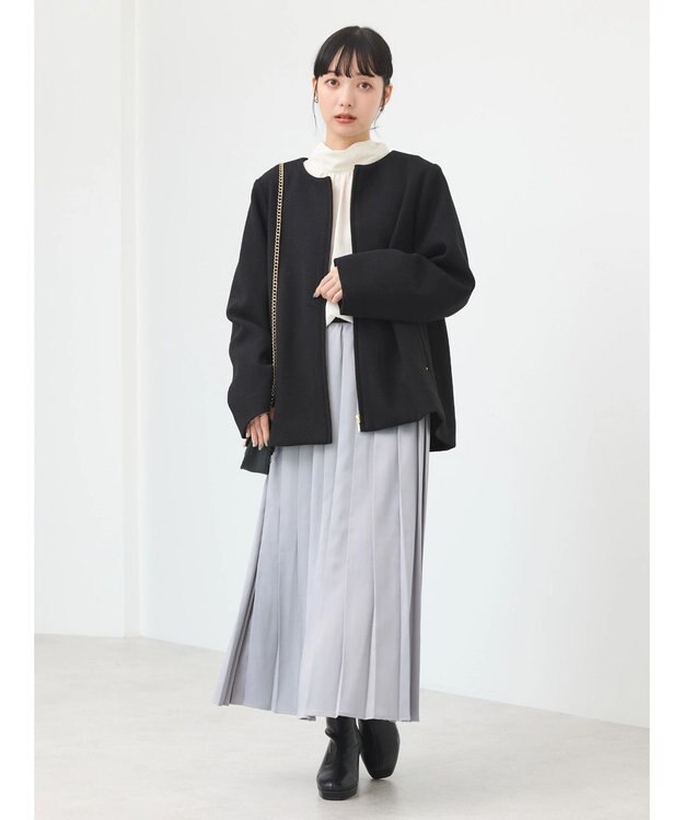 earth music&ecology サテンプリーツスカート Silver