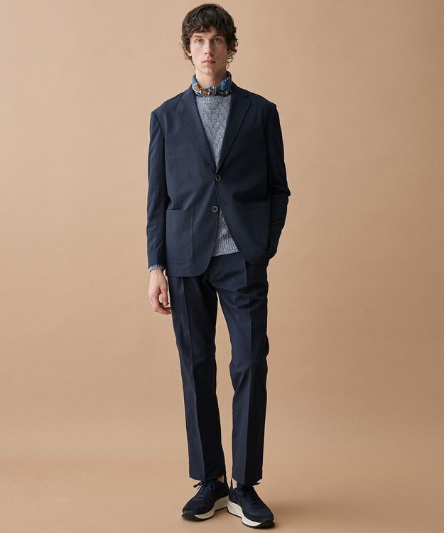 JOSEPH ABBOUD 【日本製】RCF綿ローン タイルプリント スカーフ ダルブルー系7