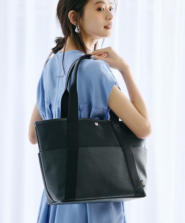 TOPKAPI 【Breath TOPKAPI】【TOPKAPI × 藤本美貴さんコラボ】スコッチグレイン 10ポケット トートバッグ L/マザーズバッグ/撥水 ブラック