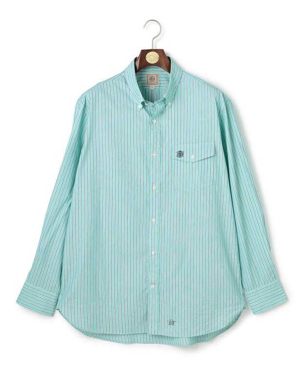 J.PRESS MEN 【KING SIZE】ブロードマルチストライプ シャツ / B.D. グリーン系1