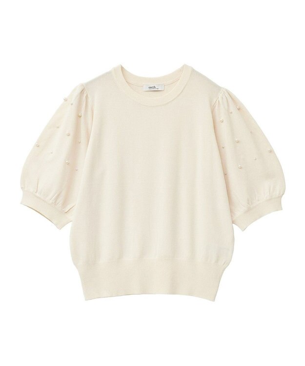 earth music&ecology パールスリーブニットプルオーバー Ivory