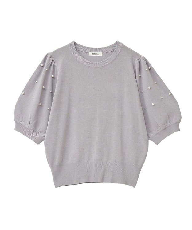 earth music&ecology パールスリーブニットプルオーバー Gray