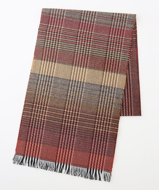 JOSEPH ABBOUD 【フランス製】グレンチェック ストール オレンジ系4