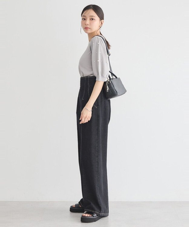 earth music&ecology パールスリーブニットプルオーバー Gray