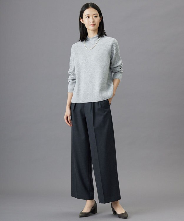 J.PRESS LADIES 【洗える】CASHBIT NEO ハイネックニット ライトグレー系