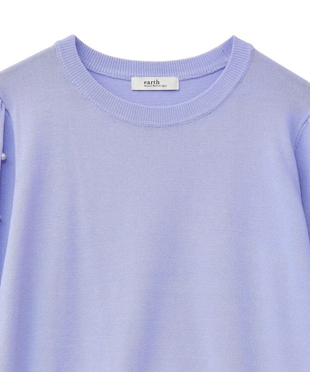earth music&ecology パールスリーブニットプルオーバー Lavender