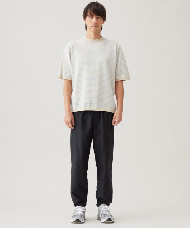 UNFILO MENS スラブジャージー イージー テーパードパンツ ブラック