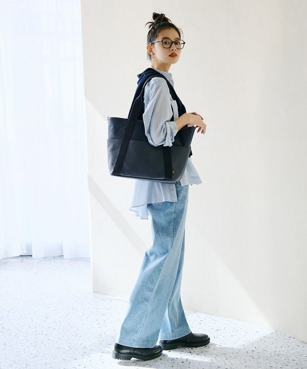 TOPKAPI 【Breath TOPKAPI】【TOPKAPI × 藤本美貴さんコラボ】スコッチグレイン 10ポケット トートバッグ L/マザーズバッグ/撥水 ネイビー