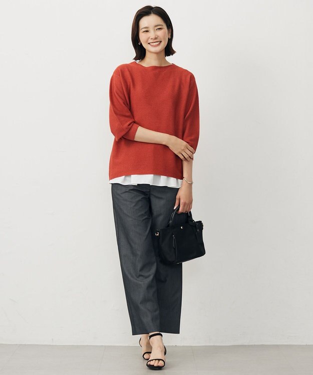 J.PRESS LADIES 【洗える】ノースリーブスムースジャージー フレア カットソー ホワイト系