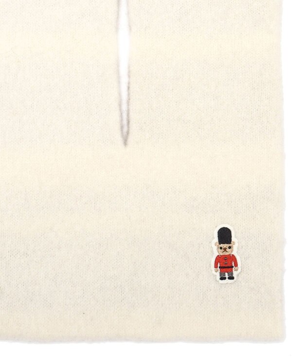 MOONBAT MACKINTOSH PHILOSOPHY 【日本製】バッキンガムベア付きウール100%縮絨プチマフラー オフホワイト