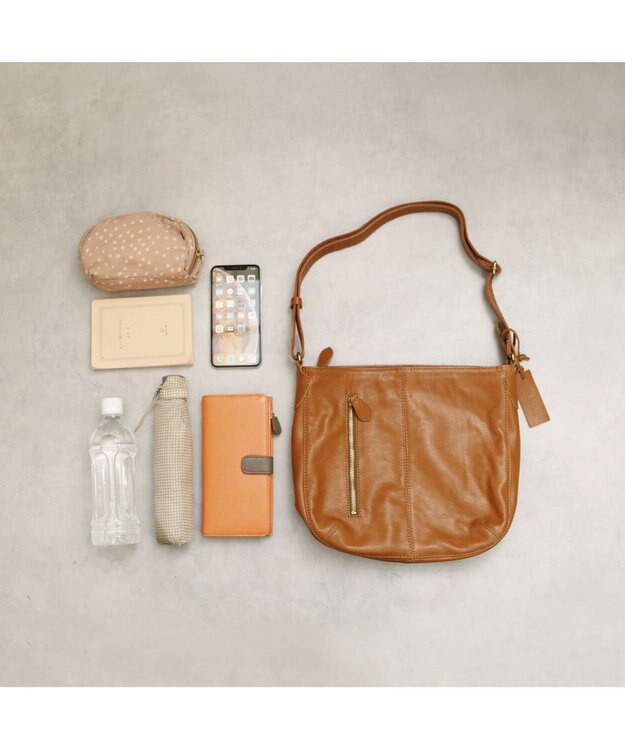 UNBILLION アトランタ ATLANTA / 牛革縦ファスナーショルダー キャメル