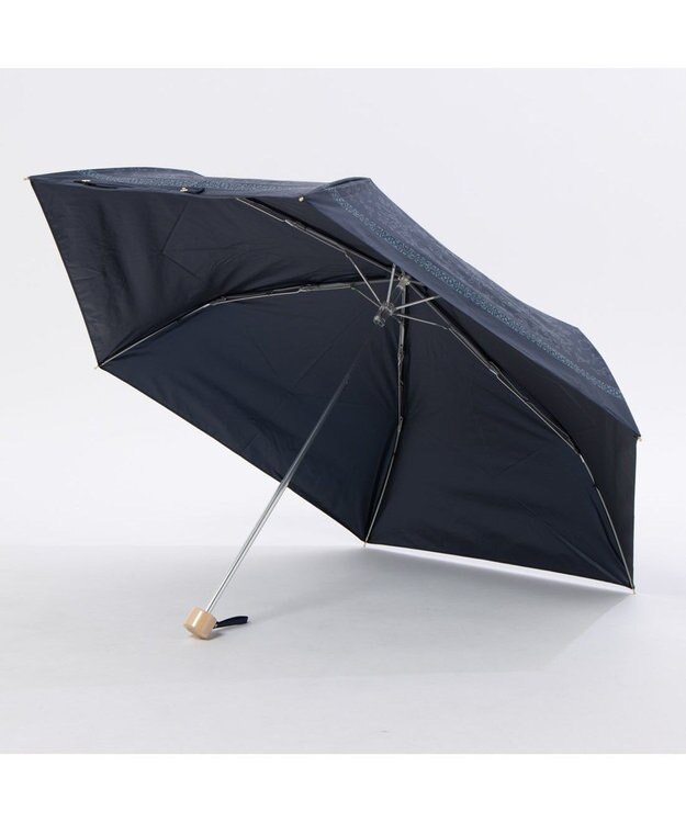 UNBILLION カシュネ cachenez /【晴雨兼用　日傘　UVカット率・遮光率100％生地使用 】PUエパヌイールアラベスクミニ折りたたみ傘 ネイビー