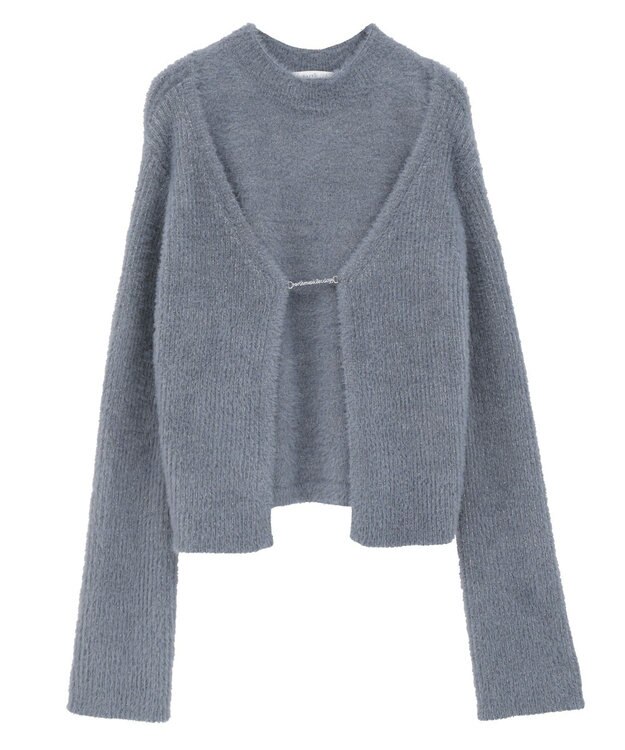 earth music&ecology SET2点チャーム付きシャギーニット＋インナー Pink Beige