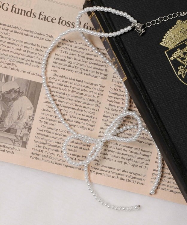 WEGO LビーズBIGリボンネックレス オフホワイト