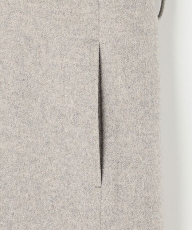 自由区 S シャルムビーバーノーカラーロング コート グレージュ