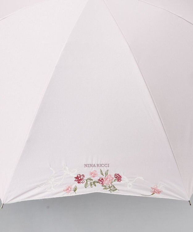 AURORA NINA RICCI（ニナリッチ）花柄刺繍晴雨兼用パラソル（長傘） ピンク